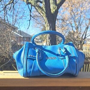 GUESS Bright Blue Studded Satchel Handbag. Well Loved Bag.